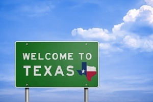 Welcome to US State of Texas - road sign